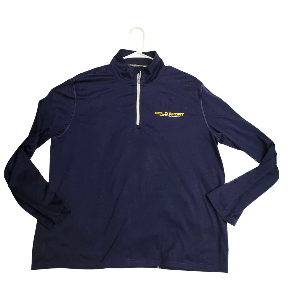 Polo Sport Ralph Lauren Mens XL Navy‎ Blue Performance Quarter Zip Pullover Golf